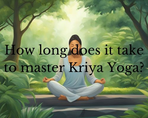 A serene figure sits in deep meditation, surrounded by lush greenery and a tranquil atmosphere. The scene exudes a sense of timelessness and dedication to the practice of Kriya Yoga