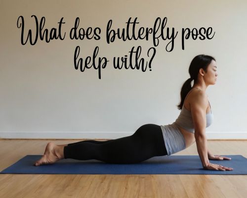 a woman doing the butterfly yoga pose