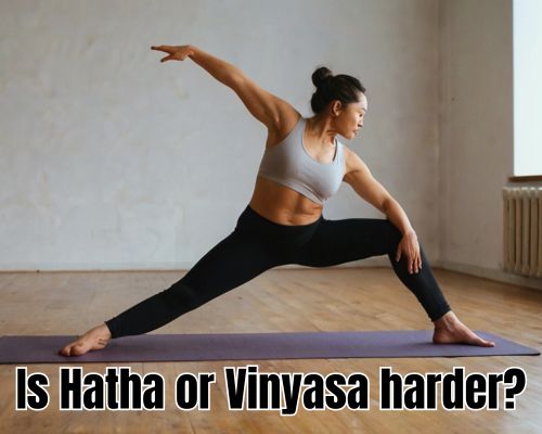 woman doing a hard pose of hatha yoga